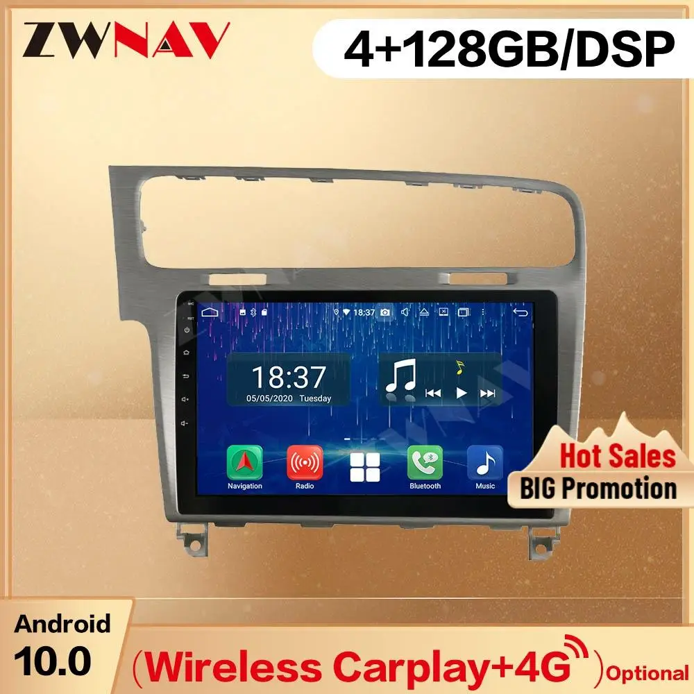 4+128G Carplay 2 Din For VW Golf 7 2013 2014 2015 Android 10.0 Screen Player Audio Radio GPS Navigation Head Unit Auto Stereo