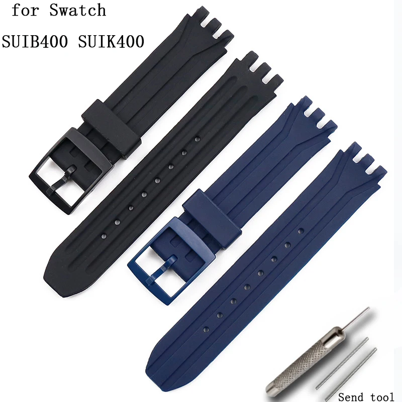 Watch accessories pin buckle For Swatch SUIB400 SUIK400 series 18mm silicone strap men and women sports waterproof rubber strap