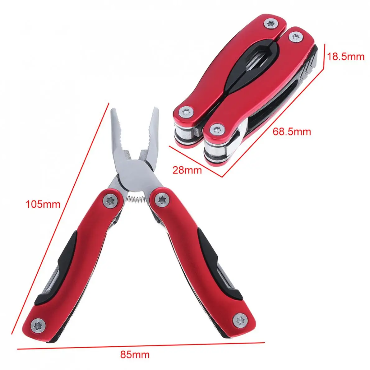 Mini Multifunction Accessories Built-in Type Combination Folding Pliers Tool with Hand Polished Surface Treatment and Nylon Bag