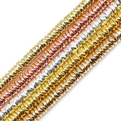JHNBY Gold Colour Waves Spacer Hematite Natural Stone 6mm Flat round Loose Beads For Jewelry bracelets Making Diy accessories