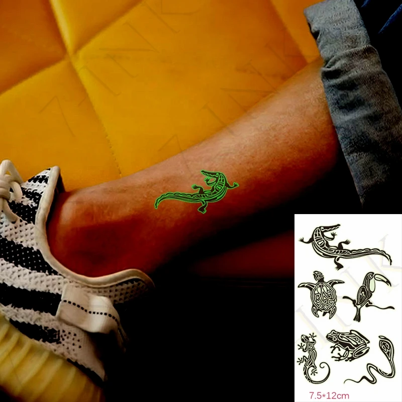 Tattoo Stickers Luminous Child Kid Temporary Fake Tattoos Glow Paste on Face Arm for Children Body Art Crocodile Snake Sticker