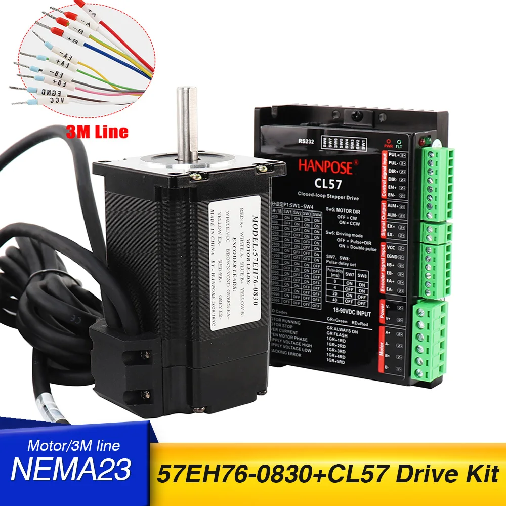 

Nema23 Closed Loop 57EH76-0830 Hybrid Step-servo CL57 Driver 57CME22 Servo Stepper Motor 4.0A 2.2N.M 76mm for 3D printer