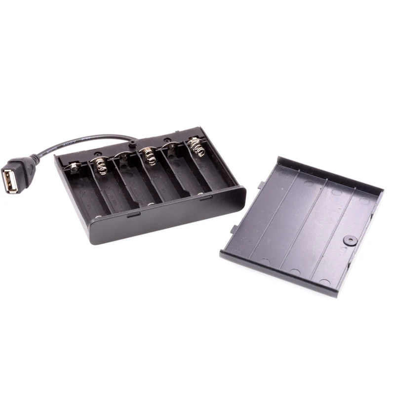 

20pcs/lot Portable 6 x AA Batteries Holder Case USB Power Supply 9V Battery Storage Box Cover For Christmas LED Strip Lights