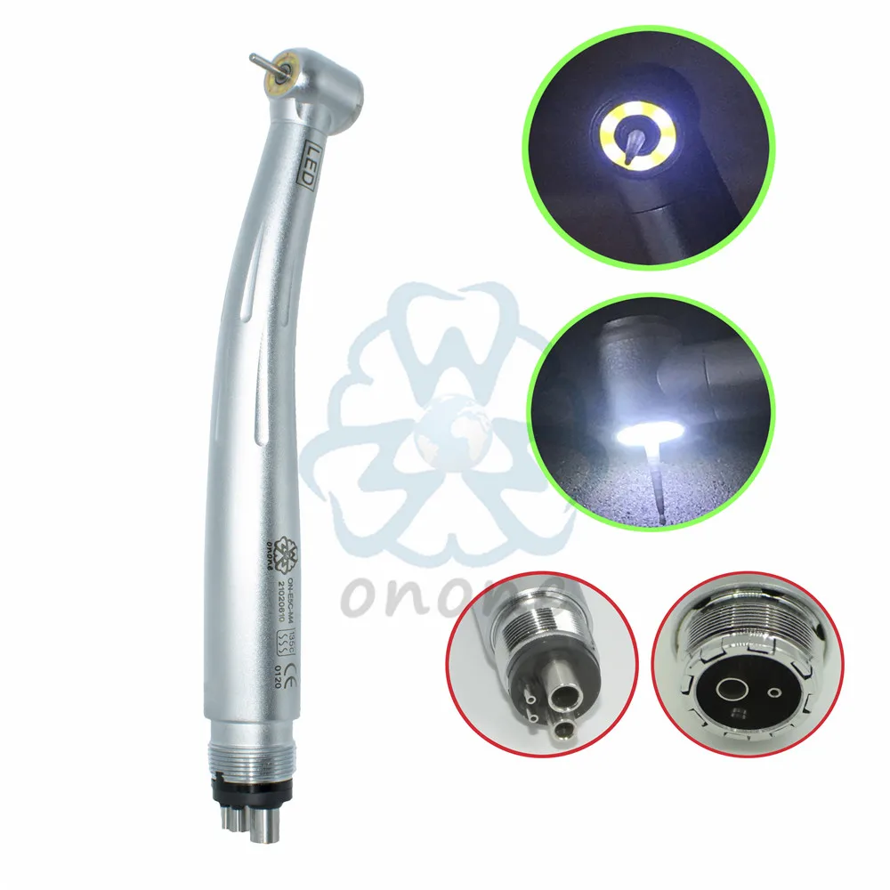 

Good Quality Dental LED High Speed Handpiece Shadowless 5 LED E-generator Hand Piece Turbine Handpiece 5 Water Spray 2/4 Holes