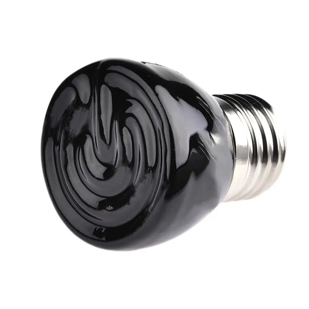 25W 50W 75W 100W E27 Pet Heating Lamp Black In-frared Ceramic Emitter Heat Light Bulb Pet Brooder Chickens Reptile Lamp 110-120V