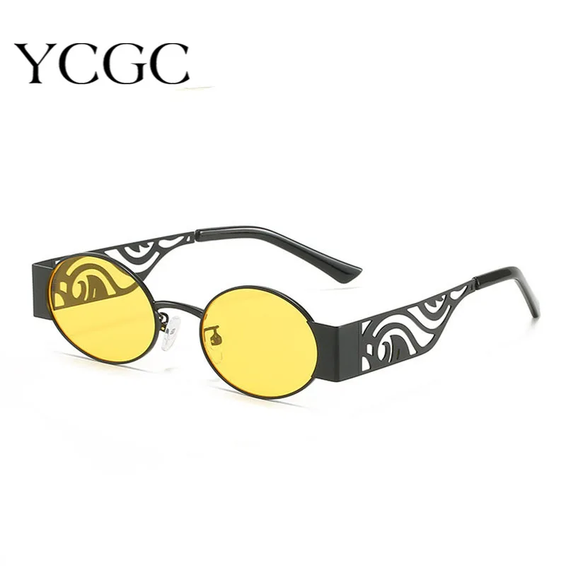 

2021 New black Metal Sunglasses Punk Oval Fashion Goggles Hollow Temples Men and Women Retro Trend Combination Glasses