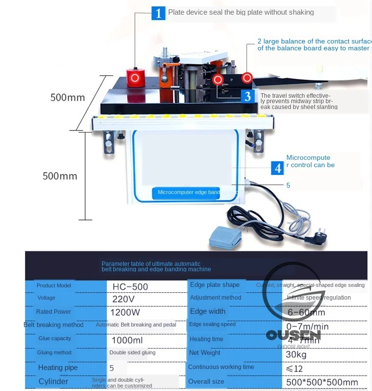 Plaqueuse de chants Portable, 220V, pour le collage latéral, pour le travail du bois