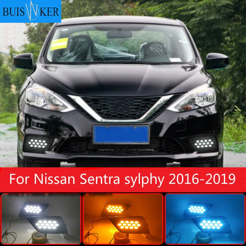 2Pcs For Nissan Sentra sylphy 2016-2019 Waterproof 12V DRL Fog Lamp Decoration Car accessories LED Daytime Running Light