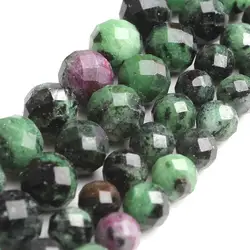 AAA Natural Faceted Green Rubys Zoisite Loose Spacer Beads For Jewelry Making DIY Bracelet Necklace Accessories 7.5'' 6mm 8mm