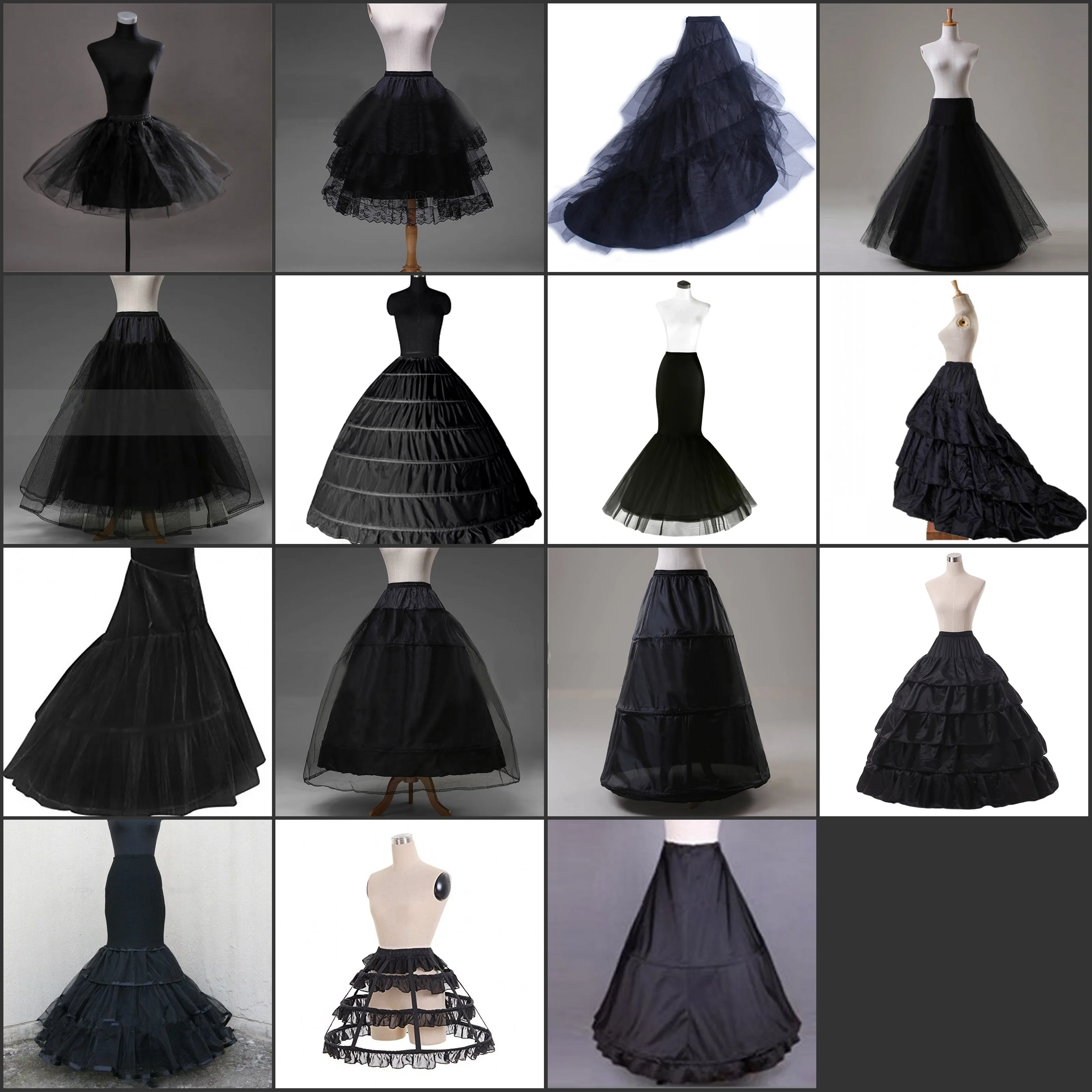 Many Styles Black Bridal Wedding Petticoats Hoops Crinoline Prom Underskirt Fancy Skirt Slips Wedding Accessories PT2023