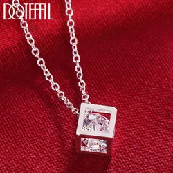 DOTEFFIL-925 스털링 실버 18 인치 큐빅 AAA 지르콘 펜던트 목걸이, 여성 패션 웨딩 파티 참 주얼리