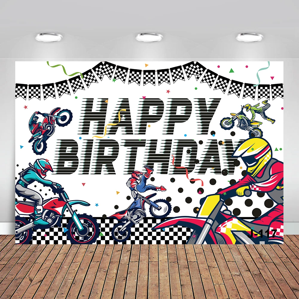 Baby Shower Backdrops Motorcycle Rider Track Balloon Newborn Backgrounds Photography Studio Photocall Decoration Props