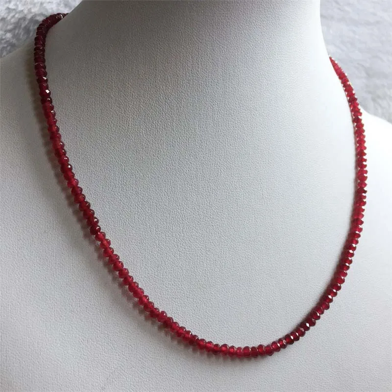 Natural Emerald Ruby Sapphire 2*3mm Beads Women Luxury Necklace About 45cm Varnish Preciosas Small Size Jade Stone