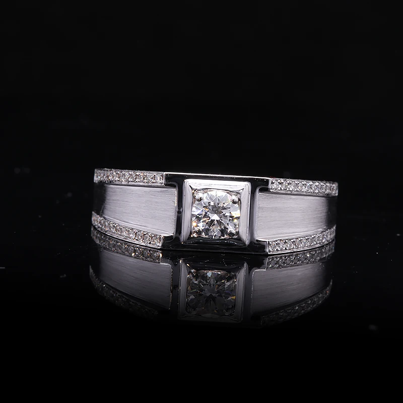 Imagem -02 - Anel de Casamento Moissanite para Homens Excelente Anel de Noivado de Corte Redondo Cor d 0.3ct Carat 4.0 mm