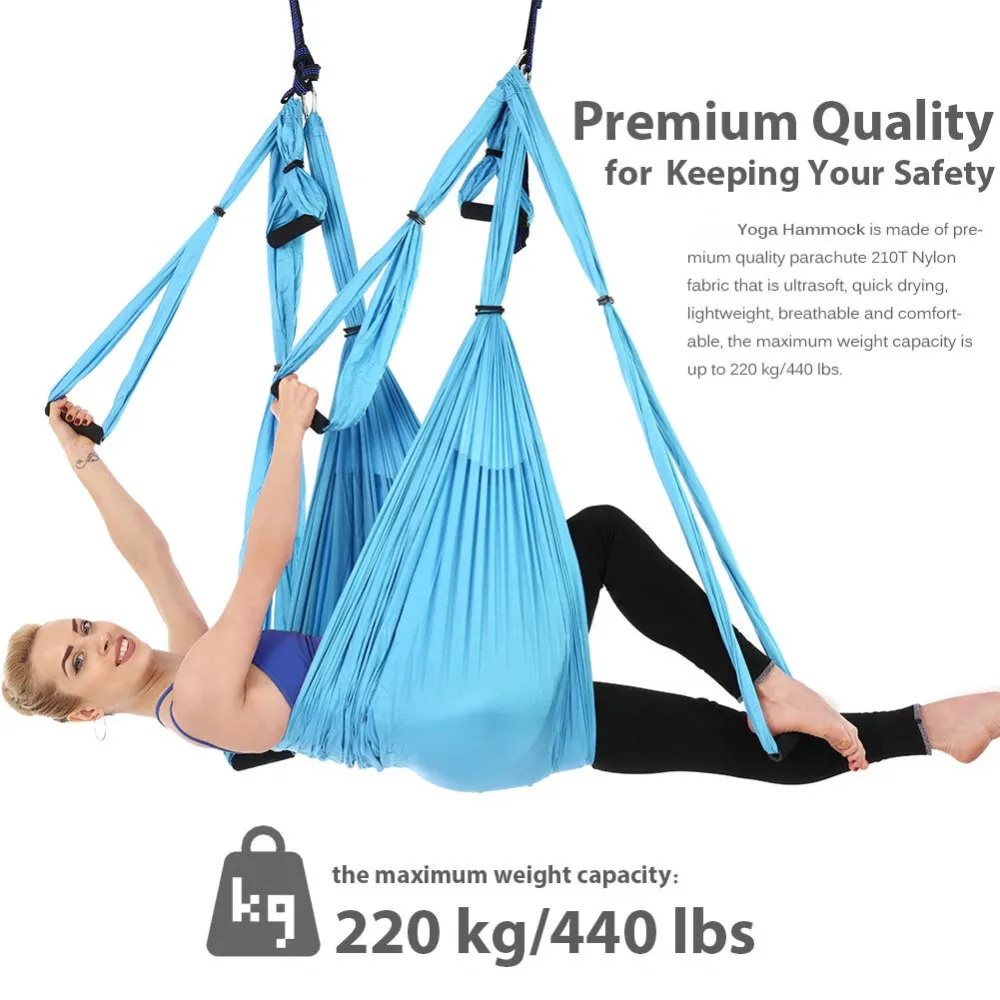 Yoga Hammock Swing Parachute Fabric Inversion Therapy Anti-gravity High Strength Decompression Hammock Yoga Gym Hanging 6 Grip