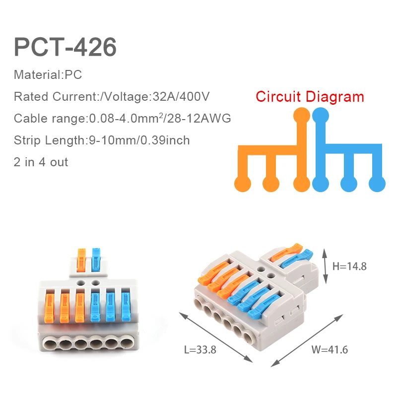 Wire Cable Connector Universal Compact Can be fixed Docking Conductor Spring Splicing Wiring Terminal Block For Home Led Light