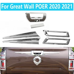 For Great Wall POER 2020 2021 ABS Chrome Logo Rear Trunk Door Handle Bowl Cover Trim Kit Accessories