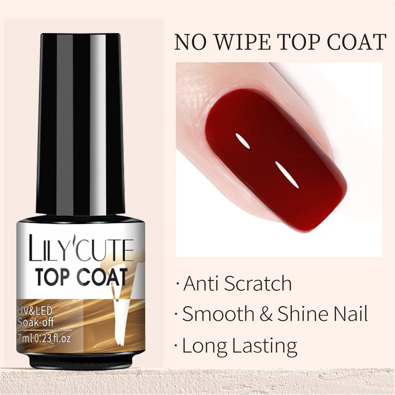 LILYCUTE 7ml Base Top Coat Smalto Gel UV Soak Off Semi Permanente Nail Art Gel Vernice Base Gel Top Coat Vernice Gel
