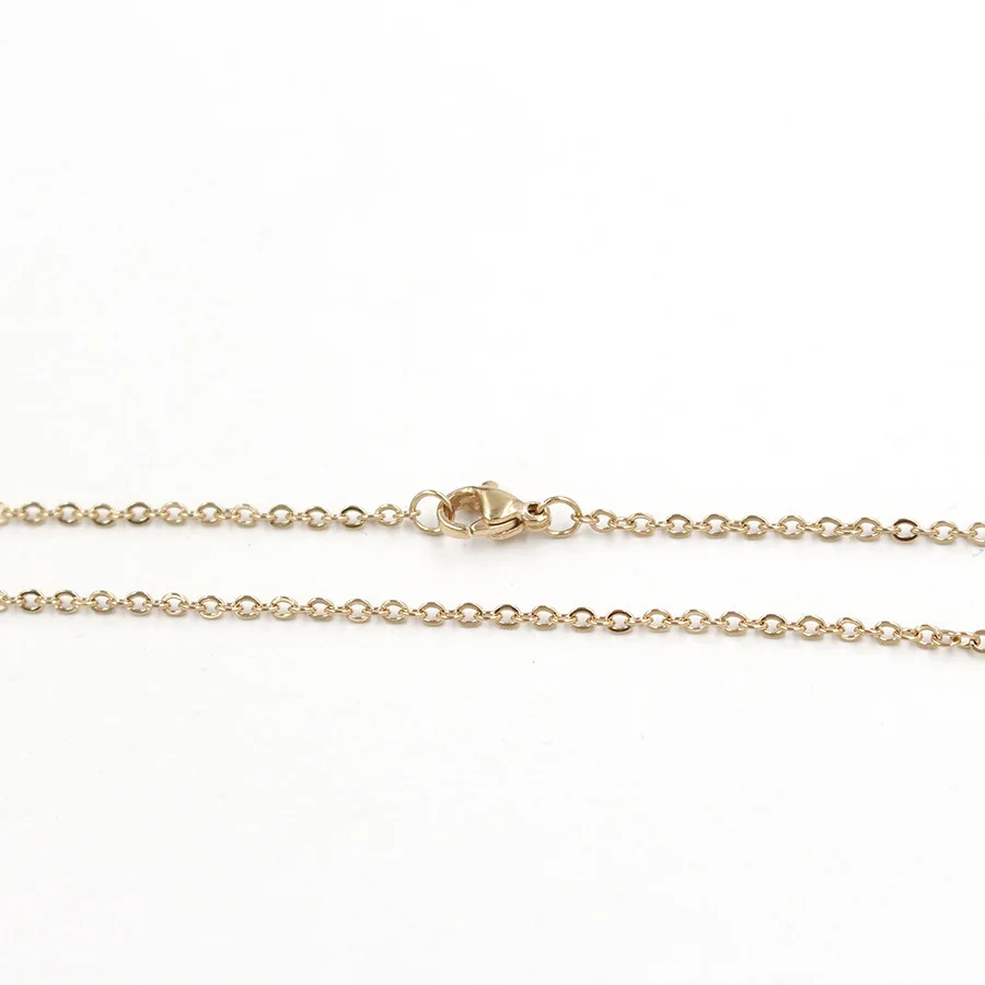 

20pcs 45cm 2mm thin rose gold color mirror polished stainless steel chain style temperament Fashion necklace DIY Jewelry