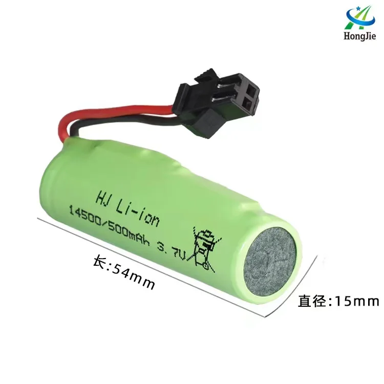 Factory pin 3.7V 500mah 14500 toy car tipper climbing car ship model lithium battery with protective plate