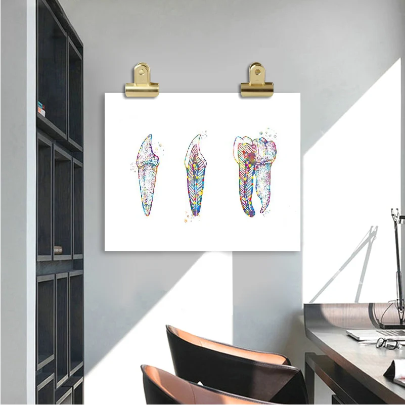 Tooth Anatomy Print Dental Posters Hygienist Gift Medical Watercolor Art Canvas Painting Picture Doctors Office Wall Art Decor