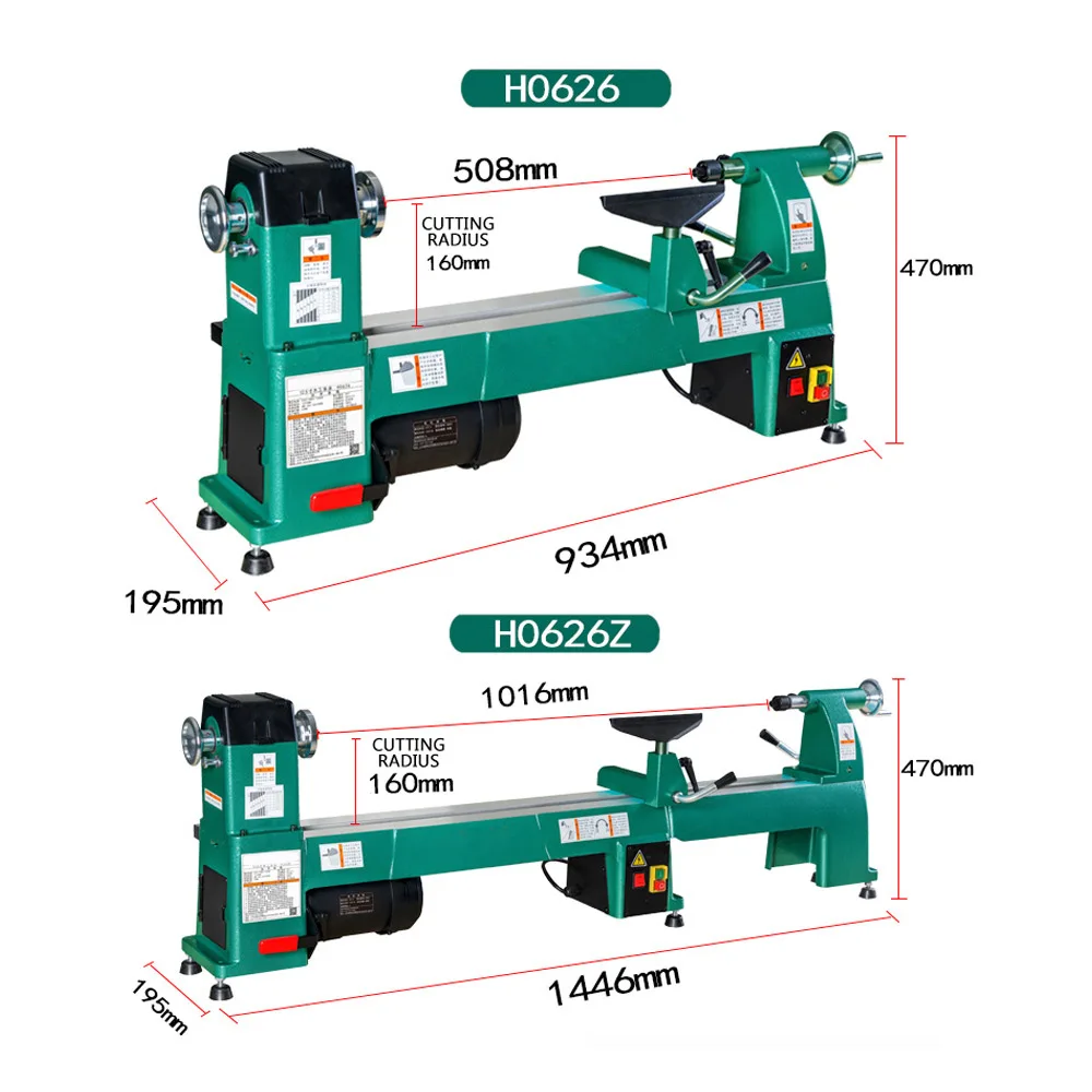1000W 12.5 inch speed regulation Woodworking Car Lathe Woodworking Lathe Wood Rotary Lathe
