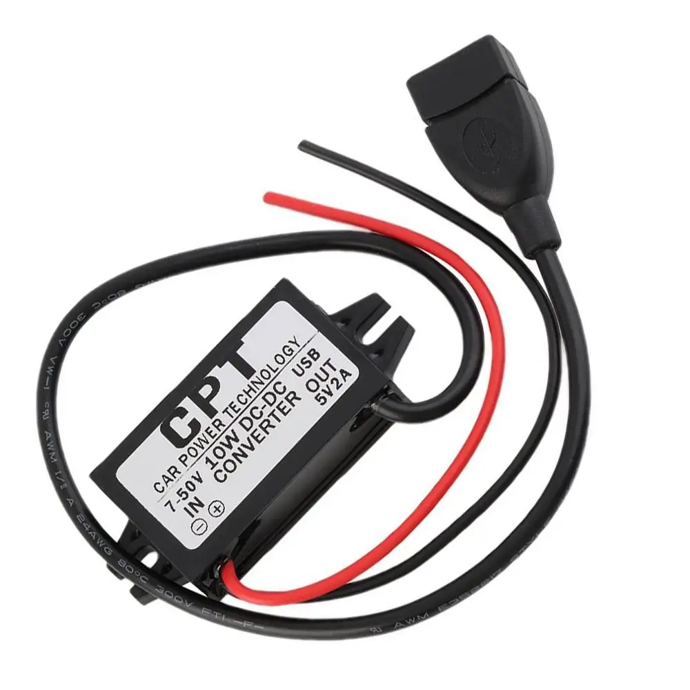 Waterdicht Dc 7-50V Naar 5V 2A Usb Vrouwelijke Converter Regulator Voor Auto Step Down Buck Converter voeding Module