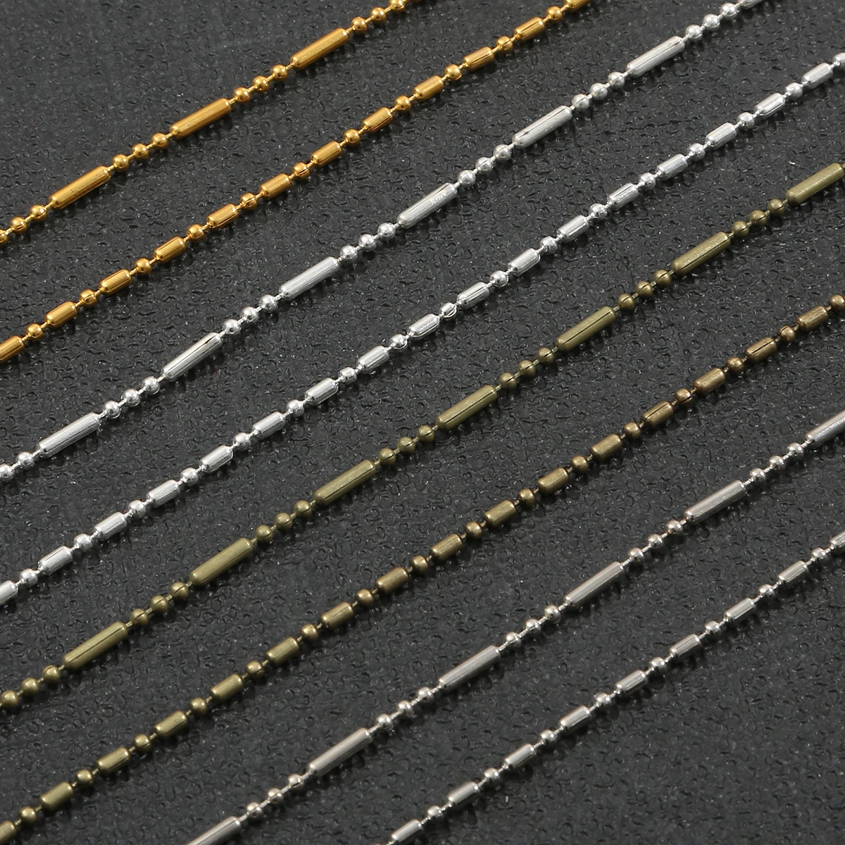 1.5mm Iron Bamboo Ball Beads Chain Necklace Multicolor Women Bag Charms Keychain Dog Tag Chains Jewelry Accessories