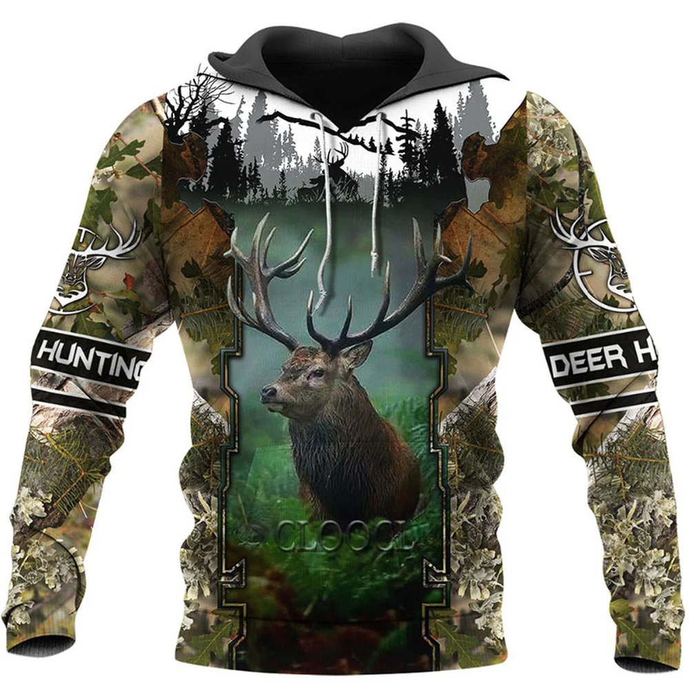 

HX Newest Popular Moose Hunting 3D Print Men Women Harajuku Hoodies Sportswear Unisex Funny Fashion All-match Tops