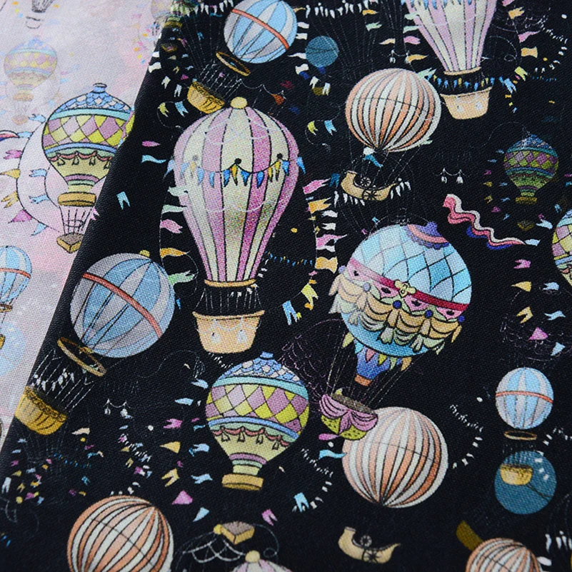 Hot Air Balloon Digital Printing Cotton Fabric For Sewing Clothes Dresses Bedding DIY Handmade By Meters