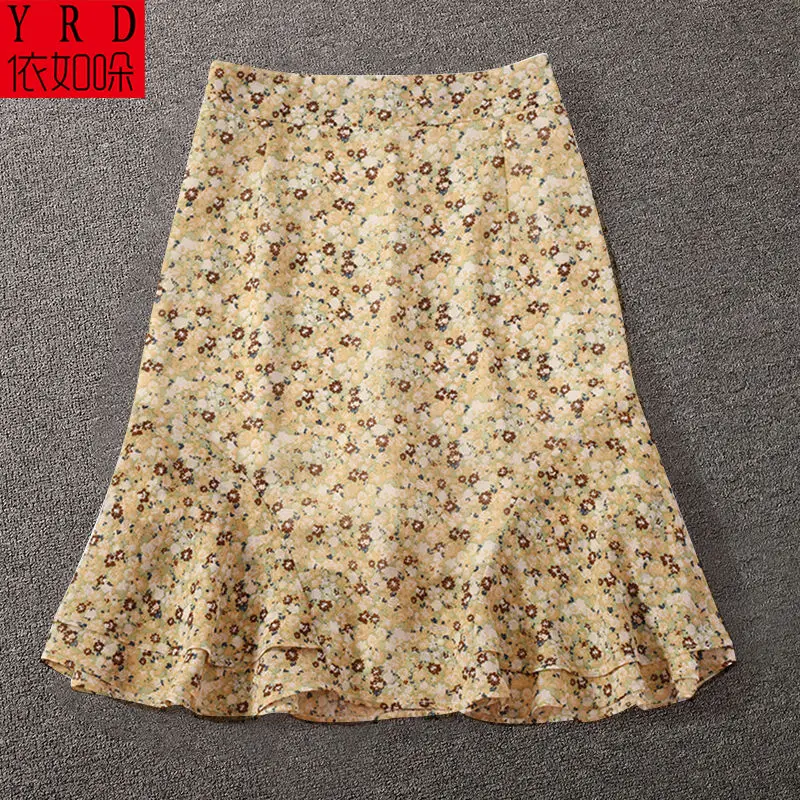 

Women's High Quality Chiffon Floral Skirt Woman Skirts Mujer Faldas Saias Mulher