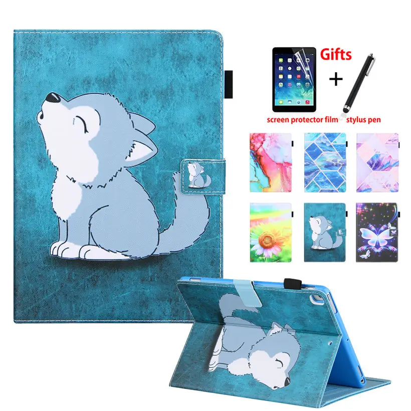 Fashion Wolf Case For iPad 9.7 2018 2017 6th 5th Generation Cover Funda For iPad Air 1 2 Pro 9.7 2016 Folding Shell Coque +Gift