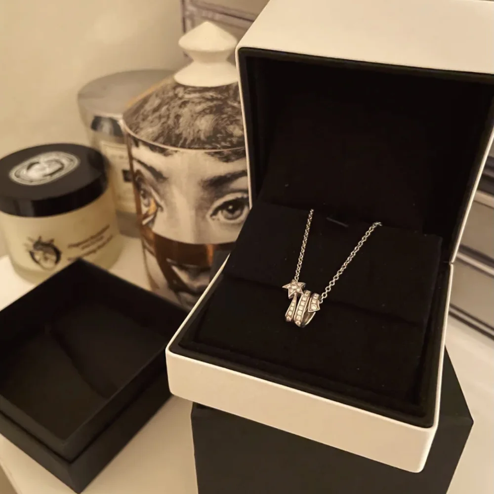 Gorgeous Luxury Brand Fine Jewelry Meteor Dainty Necklace For Women Sterling Silver Pendant Material Zircon Elegant Maiden Gift