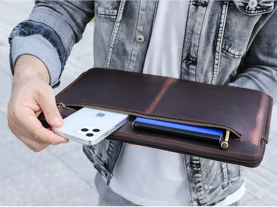 Laptop Aktentasche Männer für MacBook Air Pro 13 14 15 Zoll Rindsleder Handtasche Hülle Tablet Tasche Fall Lenovo Thinkpad Mat ebook Funda – Detail 2