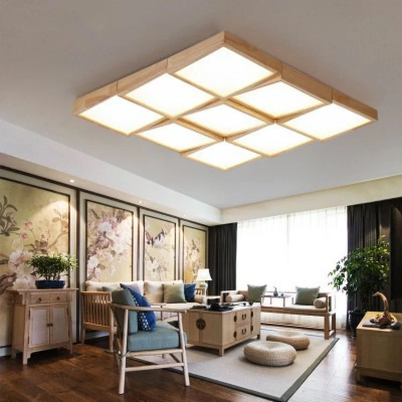 Nordic wooden led Ceiling Lights for bedroom living room ceiling mounted lamps with remote control Kitchen Lighting Fixtures