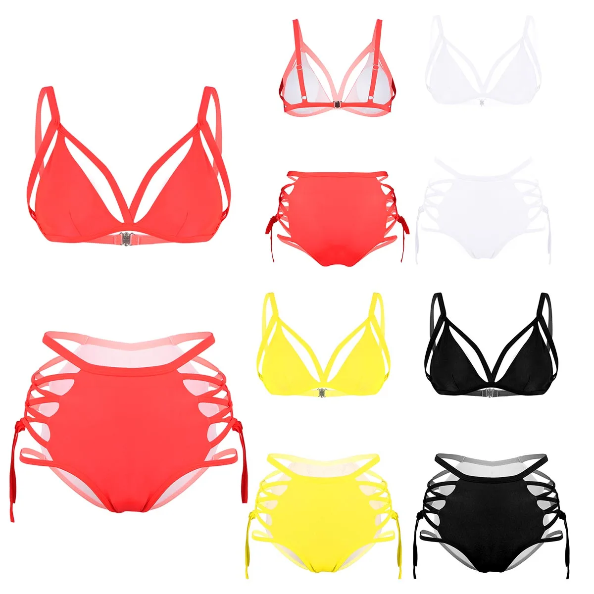 Damskie seksowne Bikini zestaw strój kąpielowy strój kąpielowy wyściełane Push Up Top biustonosz z wysokim gorset Bikini dna strój kąpielowy Bikini