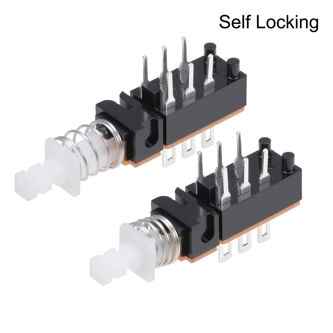 2/5/10/15/20Pcs Push Button Switch Latching DPDT 6 Pin 1 Position Self-Locking Black Straight Through Hole Straight Key Switch