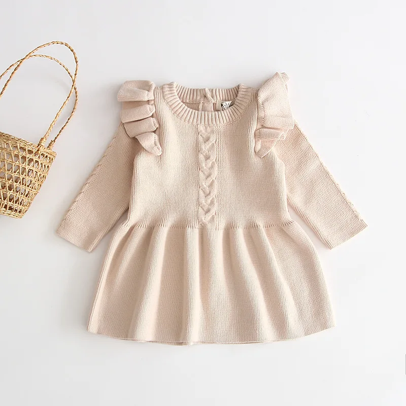 Baby Girl Dresses 2022 Autumn Baby Girl Clothes Winter Baby Girls Wool Knitted Sweater Dress Girls Dresses Toddler Girl Sweaters