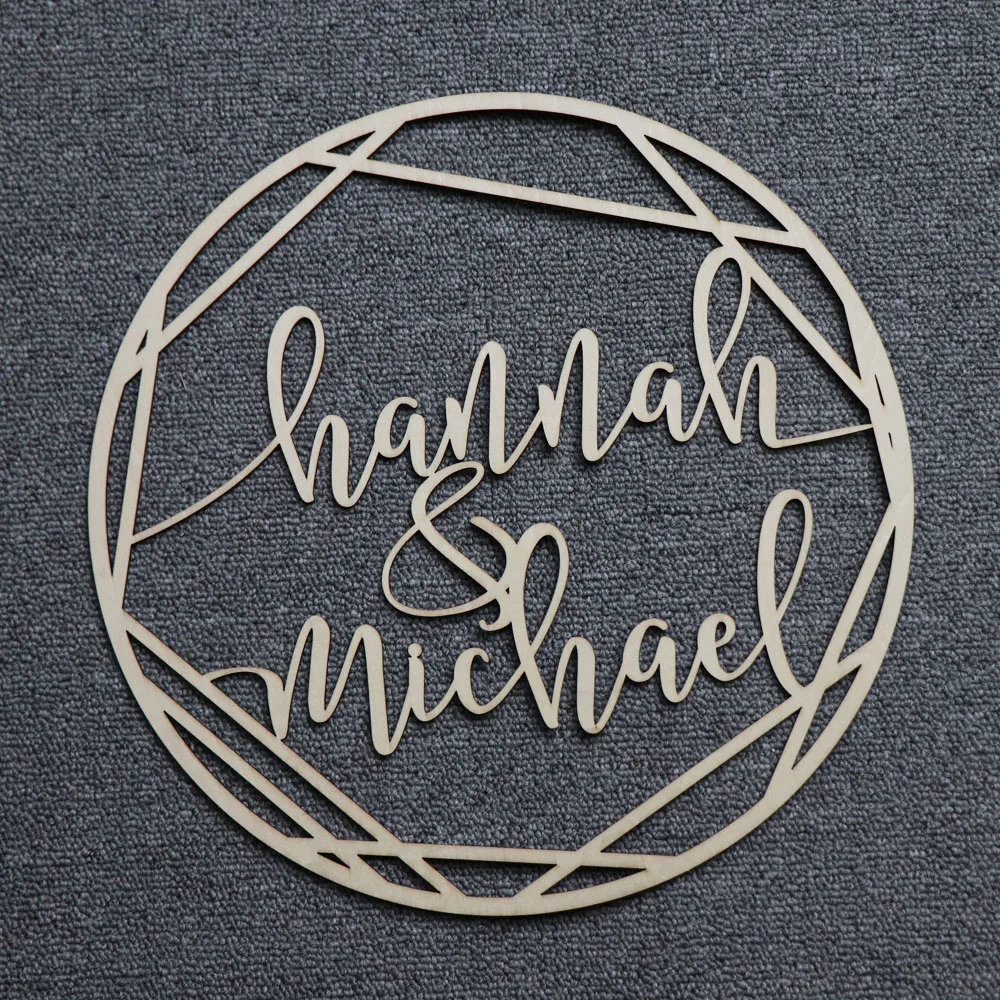 Personalized Bride and Groom Name Wedding Photo Props Wooden Wedding Decoration Centerpieces Wreath Circle Signs