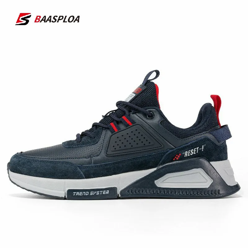 Baasploa 2022 New Arrival Men Casual Waterproof Running Sneakers Fashion Leather Skateboard Shoes Wear-Resistant Male Sport Shoe