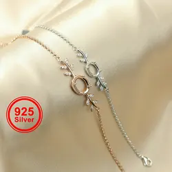 1Pcs Oval Prong Bezel Bracelet Settings Tree Branch Rose Gold Plated Solid 925 Sterling Silver Tray for Gemstone 1900243