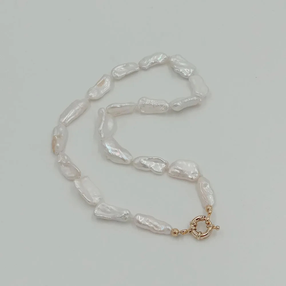 16 INCH -22 INCH CHOKER NECKLACE ,100% NATURE FRESHWATER PEARL ,ABOUT 9X25 mm BIG BIWA BAROQUE PEARL