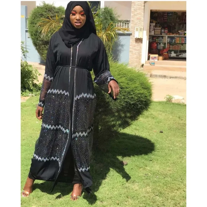 African Dresses for Women Dashiki Diamond Long Maxi Dress African Clothes Bazin Plus Size Abaya Dubai Muslim Dress Robe Africain