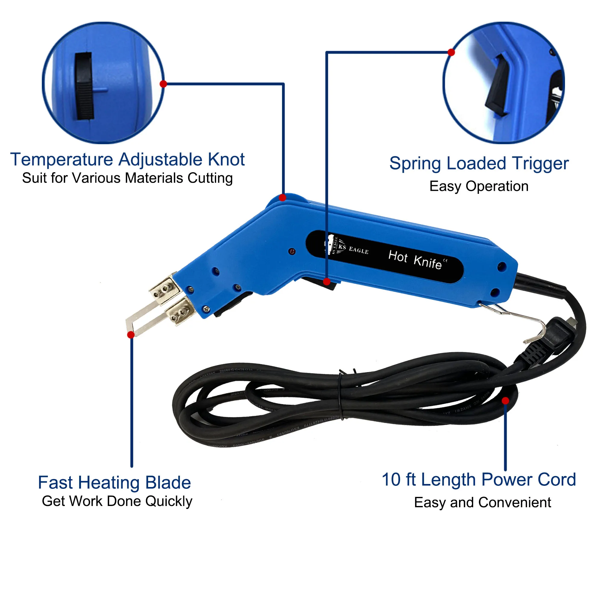 110v /120 vホットナイフロープカッターフロアカッター電気ヒートナイフ耐久性と実用性