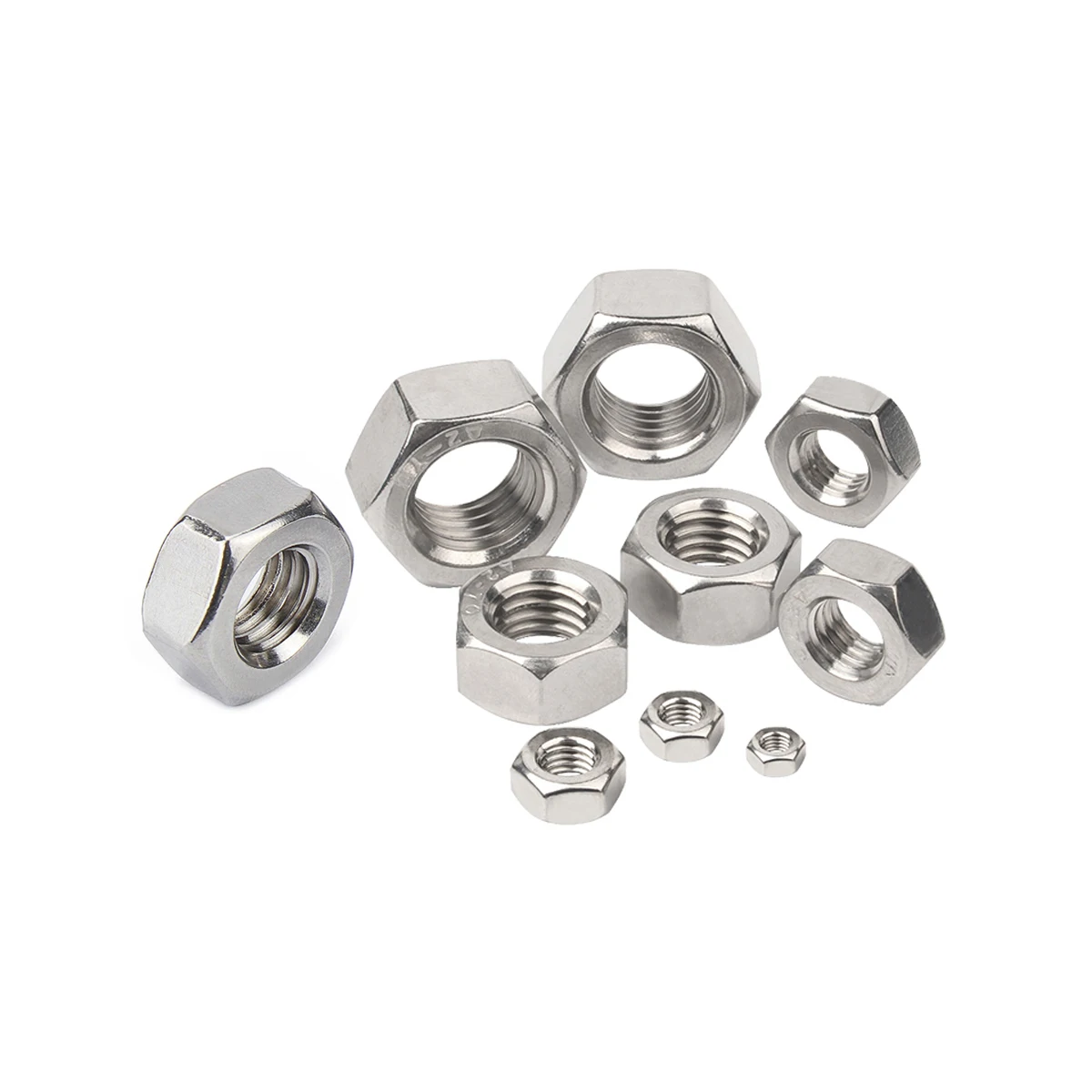 304 Stainless Steel DIN934 Hexagon Hex Nut for M1 M1.2 M1.4 M1.6 M2 M2.5 M3 M3.5 M4 M5 M6 M8 M10 M12 M16 M18 M20 M24 Screw Bolt