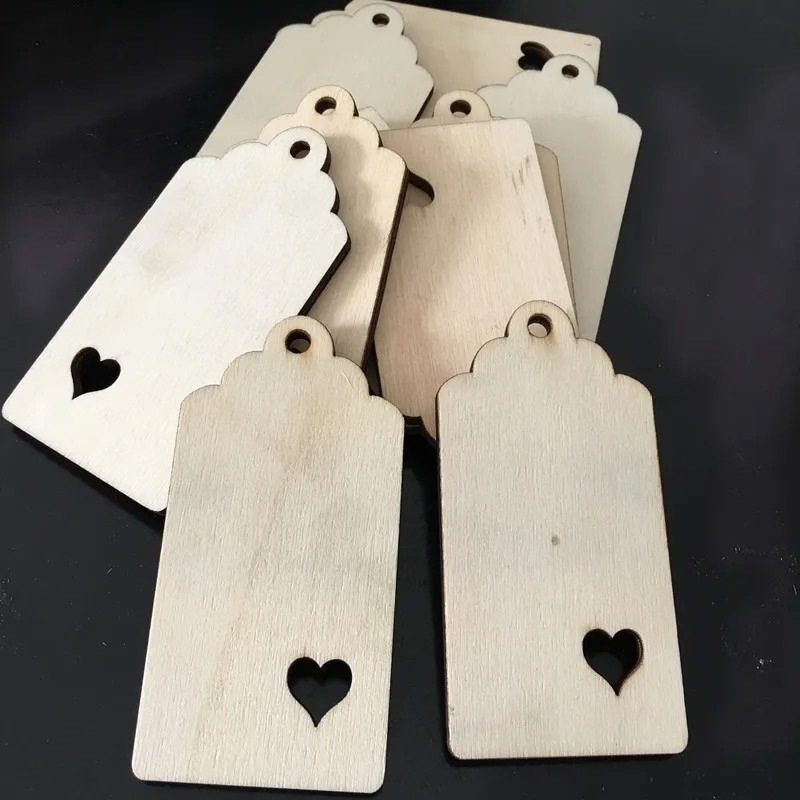 10pcs Kraft Wood Tags Craft Hang Tags with Jute Twine, Writable Display Labels for Gifts, Wedding Valentine\'s Day Tags