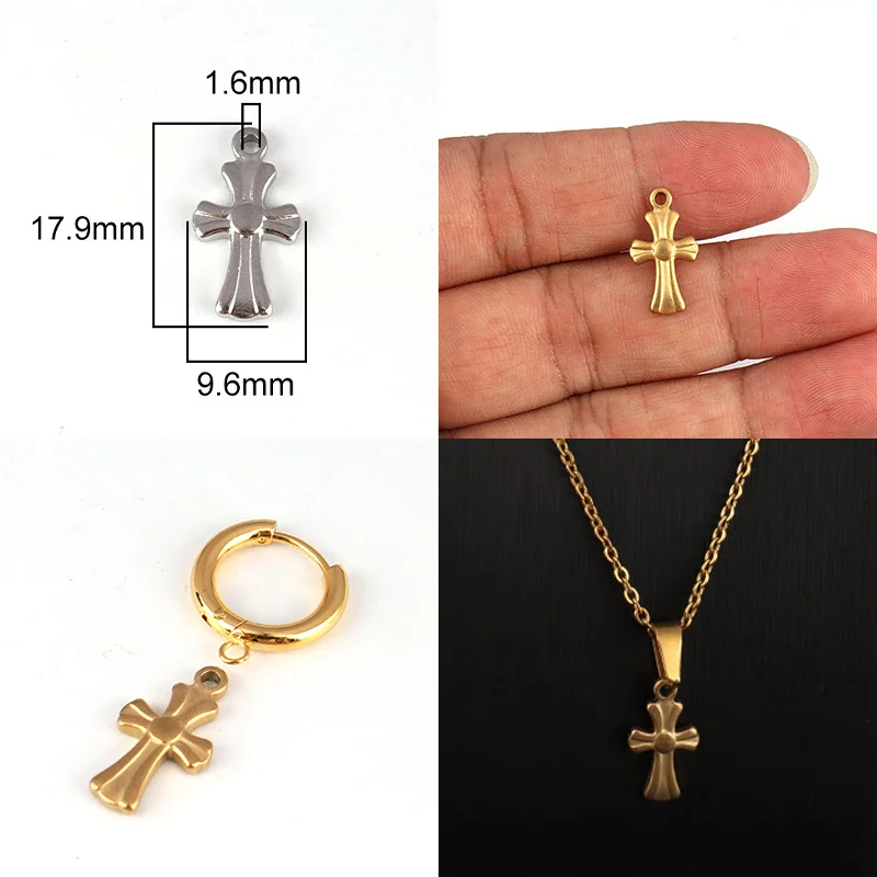 5pcs Stainless Steel Charms Cross Charms Geometric Cross Pendant For DIY Jewelry Necklace Bracelet Jewelry Accessories