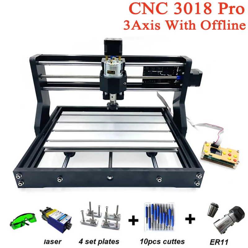 

New CNC 3Axis 3018 Pro GRBL Wood Router laser engraving CNC 3018 work offline Diy mini cnc machine pcb Milling machin