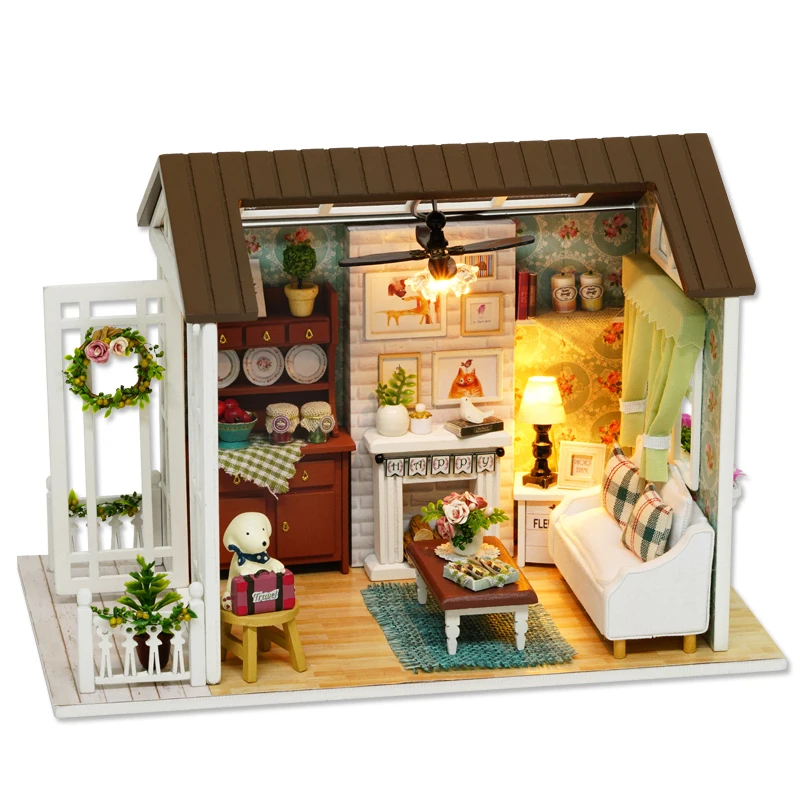 

Architecture Diy Doll House Miniatures roombox 3D Wooden Model Dollhouse Furniture Kits Toys For Children Birthday Gifts