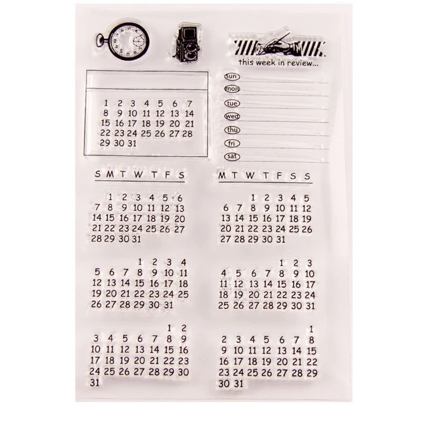 10*15Cm Calendar Alphabet Transparent Clear Stamp / Silicone Seal Roller Stamp Diy Scrapbook Album / Card Production